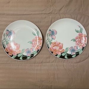 Japanese two dessert or salad dishes floral china whispering Pines Collection